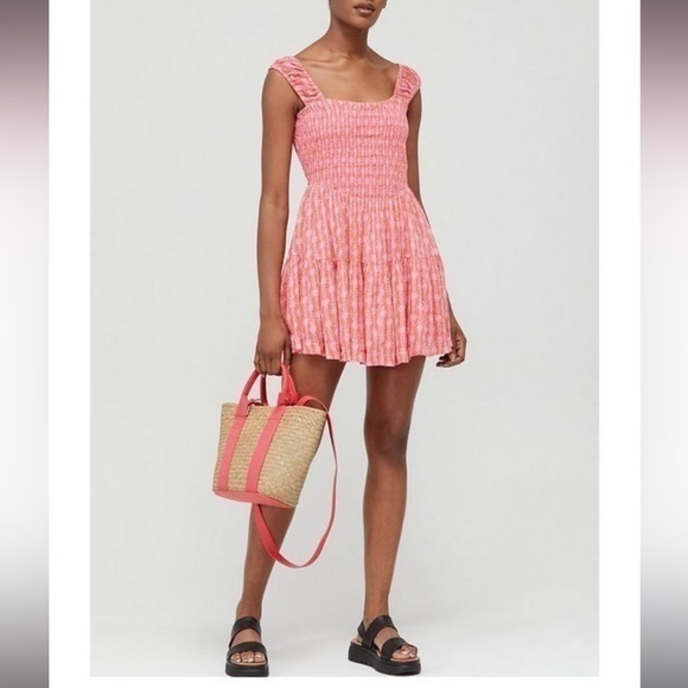 FREE PEOPLE Sweet Annie Mini Dress - Pink Combo Large